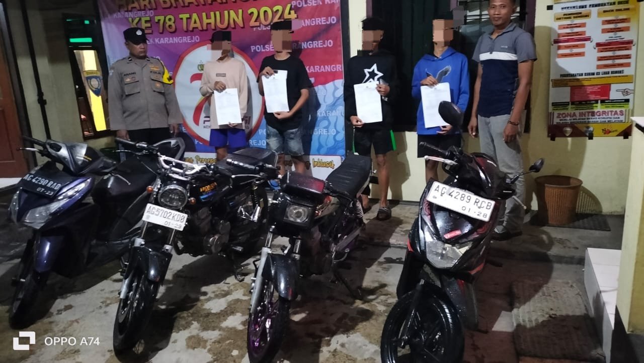 Operasi Balap Liar, Polsek Karangrejo Amankan Empat  Motor