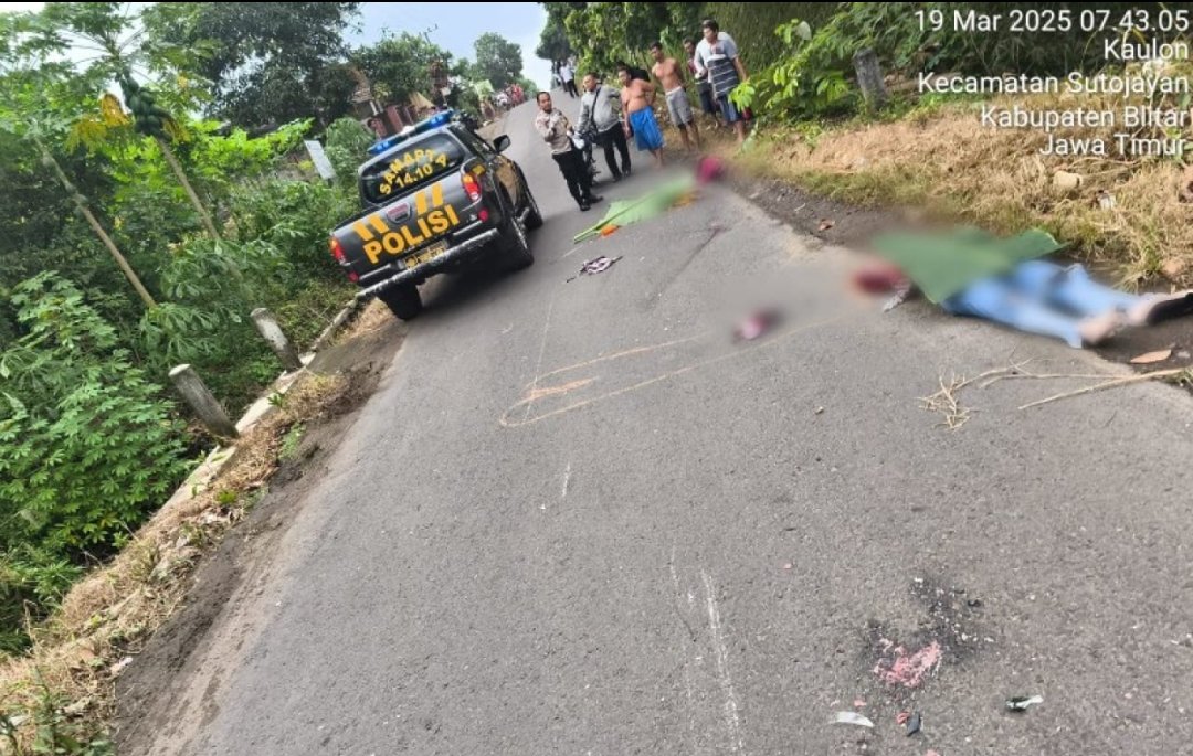 Kecelakaan Maut di Sutojayan Blitar, Dua Nyawa Melayang