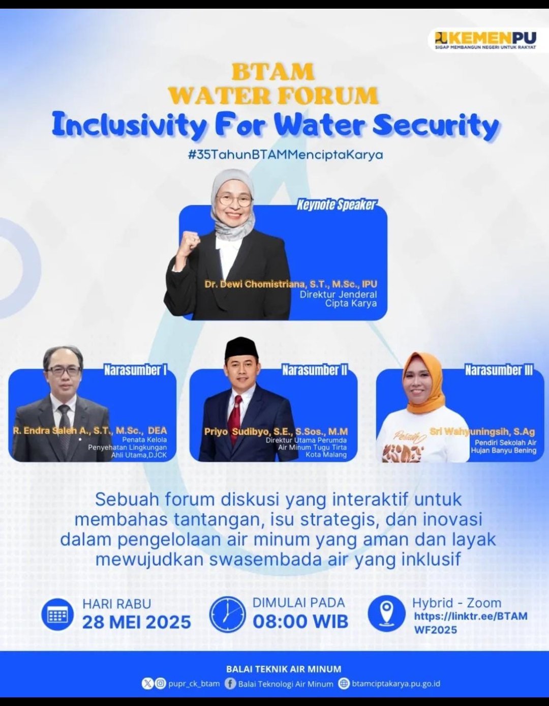 Dirut Tugu Tirta Jadi Narasumber BTAM Water Forum 2025, Apresiasi Nasional Mengalir