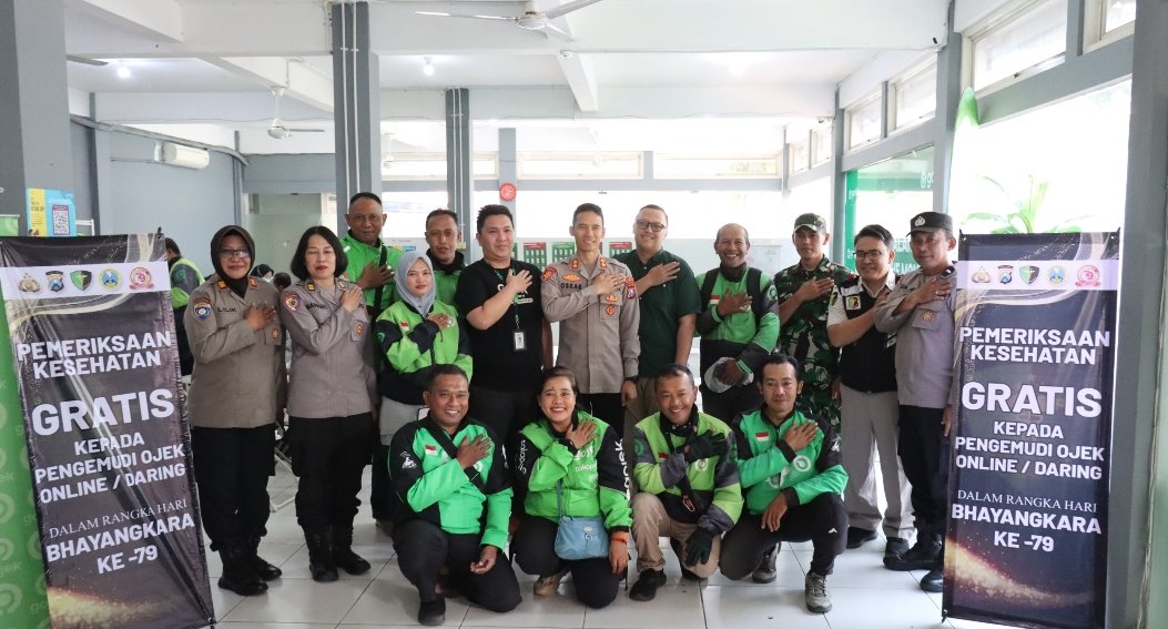 Bhakti Kesehatan Gratis Polresta Malang Kota untuk Ojol Sambut Hari Bhayangkara ke-79