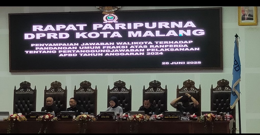 Rapat Paripurna DPRD Kota Malang Bahas Pertanggungjawaban Pelaksanaan APBD TA 2024 dan Permasalahan PSU
