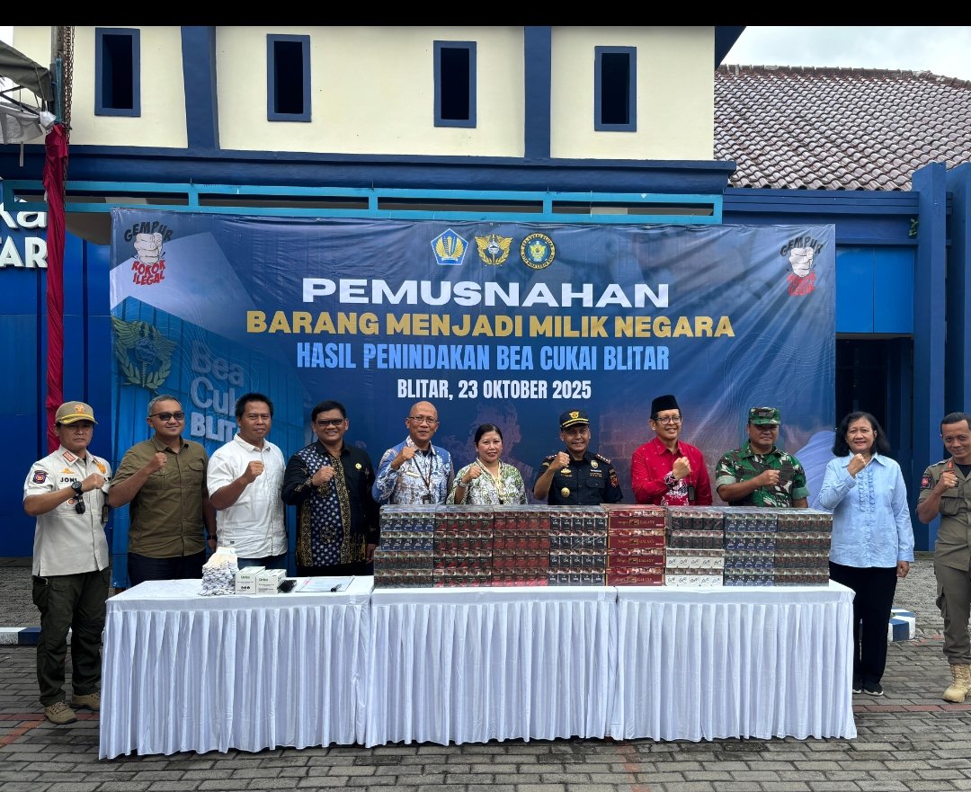 Bea Cukai Blitar Musnahkan 1,29 Juta Batang Rokok Ilegal, Selamatkan Potensi Penerimaan Negara Rp1,26 Miliar