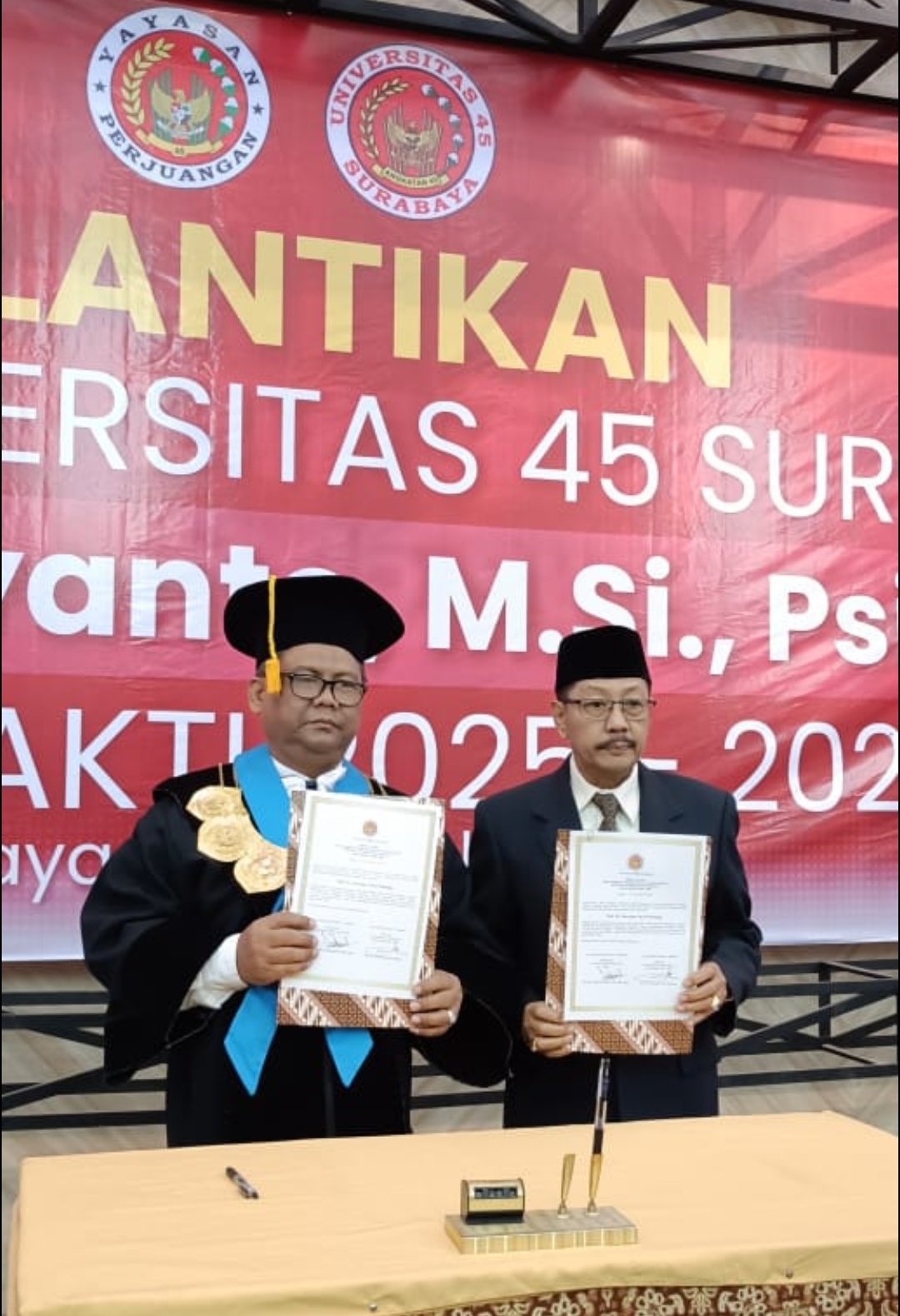 Resmi Dilantik, Prof. Dr. Suryanto Pimpin Universitas 45 Surabaya Perkuat Kampus Berjiwa Nasionalis