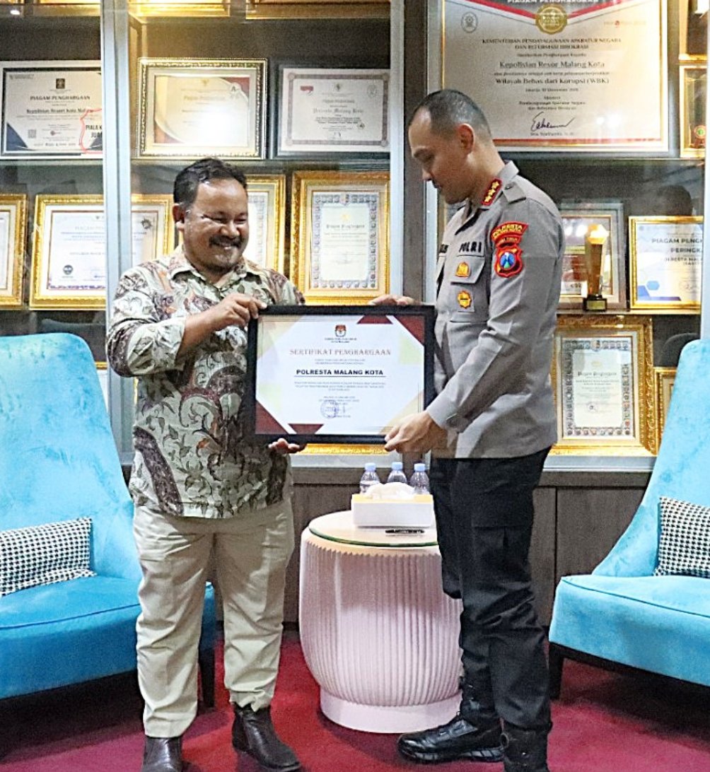 Kapolresta Malang Kota Terima Audiensi KPU, Polresta Diganjar Penghargaan Pemutakhiran Data Pemilih