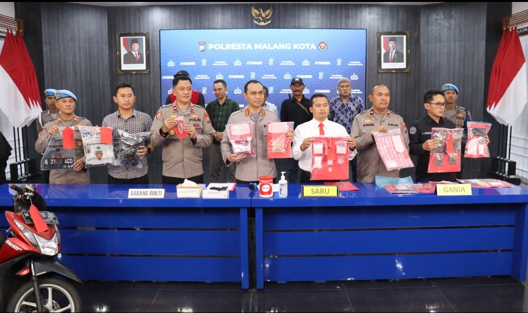 Polresta Malang Kota Amankan 1,3 Kg Sabu dan 20 Tersangka Selama Februari 2026